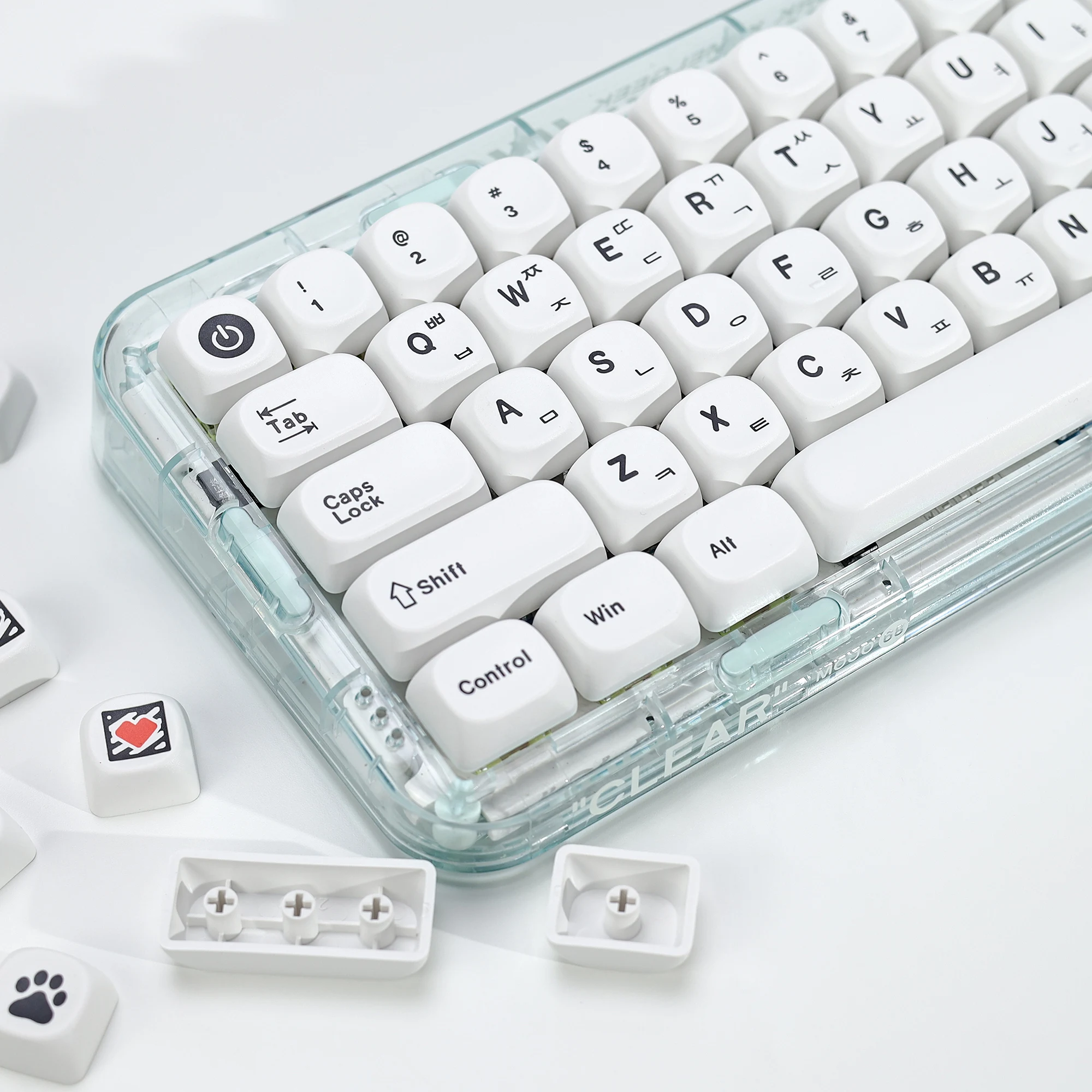 KBDiy 한국어 키캡 화이트 GMK 미니멀 스타일 KOA 프로파일 PBT 키..