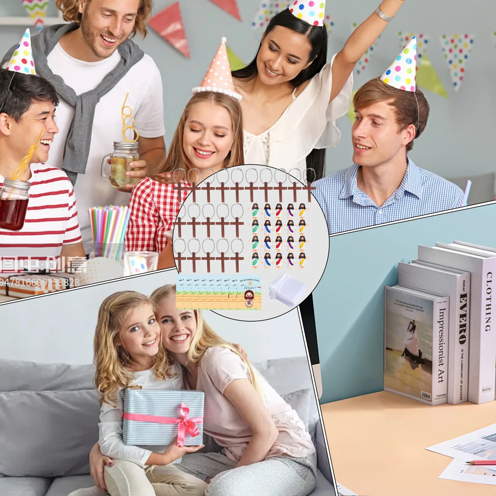 Jesus Figurines With Card 20pieces Religious Figures Doll Jesus Greeting Card Tiny Collectible Figurines Party Favors With Card