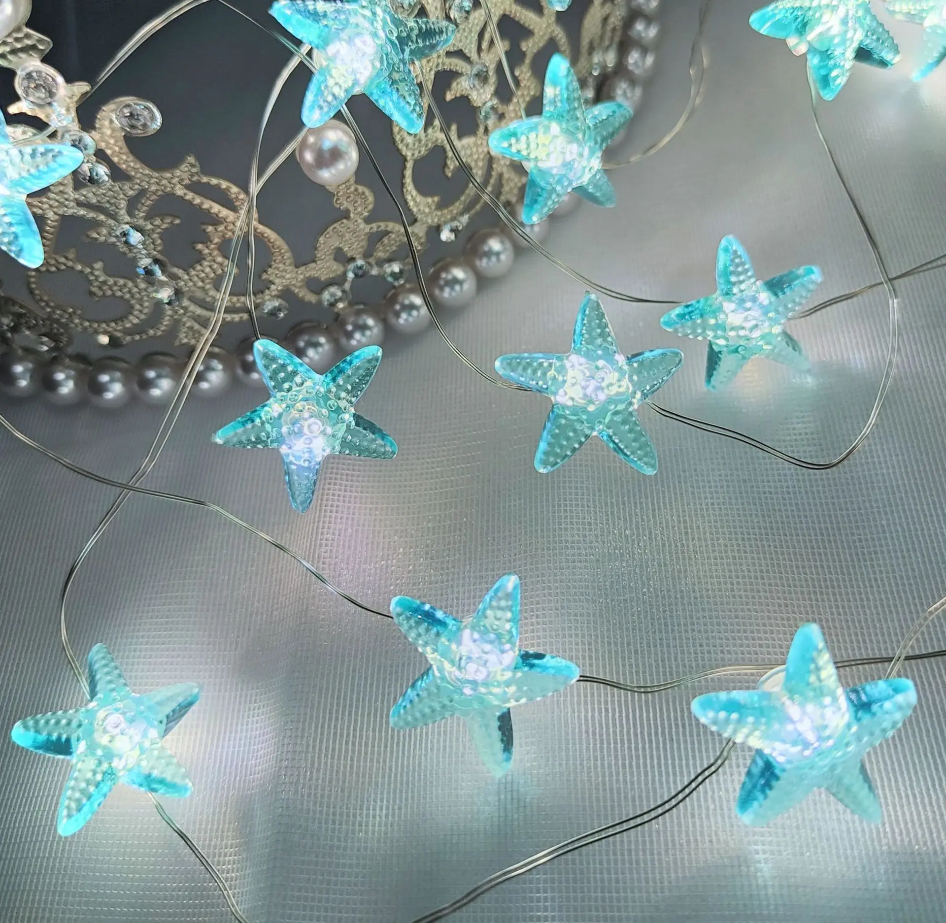 

1pcs Starfish String Lights Battery Powered Fairy Lights Mermaid Under Sea Theme Wedding Birthday Party Home Decoration Supplies