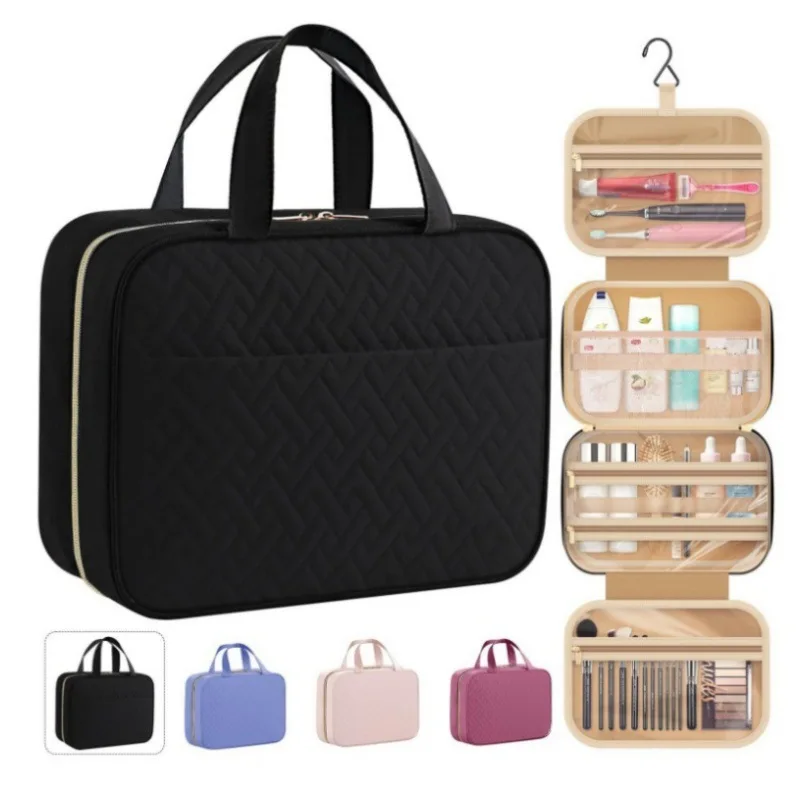 Kulturbeutel, Reisetasche mit Haken zum Aufhängen, wasserabweisende Make-up-Kosmetiktasche, Reise-Organizer für Zubehör, Shampoo – Detail 2