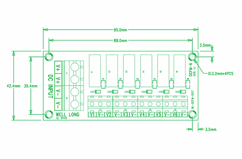 DC Power Fuse Distribution Strip Modul Klemmenblock 6 Positionen erweiterbar – Detail 2