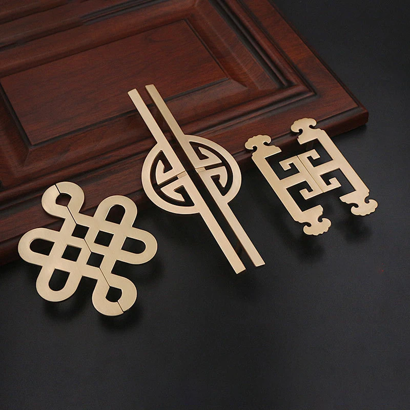 New Chinese Wardrobe Door Handle Gold Antique Solid Cabinet Handle Door Drawer Drawer Pulls Cupboard Handles Furniture Hardware