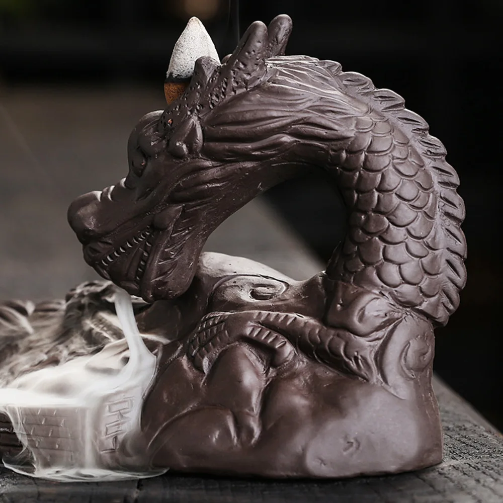 1pc Dragon Backflow Incense Burner Ceramic Incense Holder for Home Decor Aromatherapy Relaxation Gifts for Home Office Ornaments