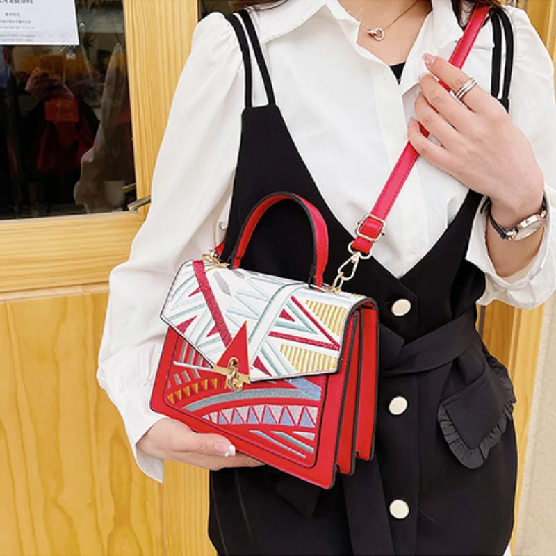 New Chinese Embroidered Handbag Women's Top-handles Shoulder Crossbody Small Square Bag Luxury Designer Handbags High Quality