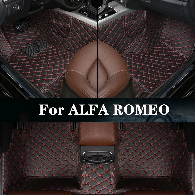 

New Side Storage Bag With Customized Leather Car Floor Mat For ALFA ROMEO Giulia Mito Stelvio GT Giulietta 4C 159 Auto Parts