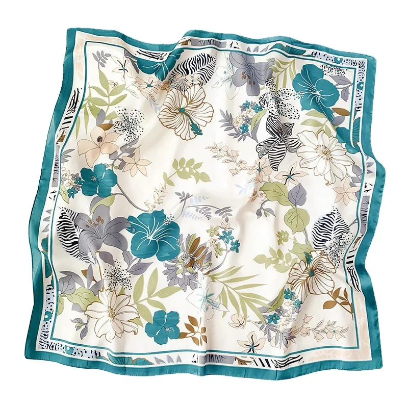 

Faux Silk Scarf Small Square Headband Women Flower Printing Professional Bib Simple Shawl Wholesale