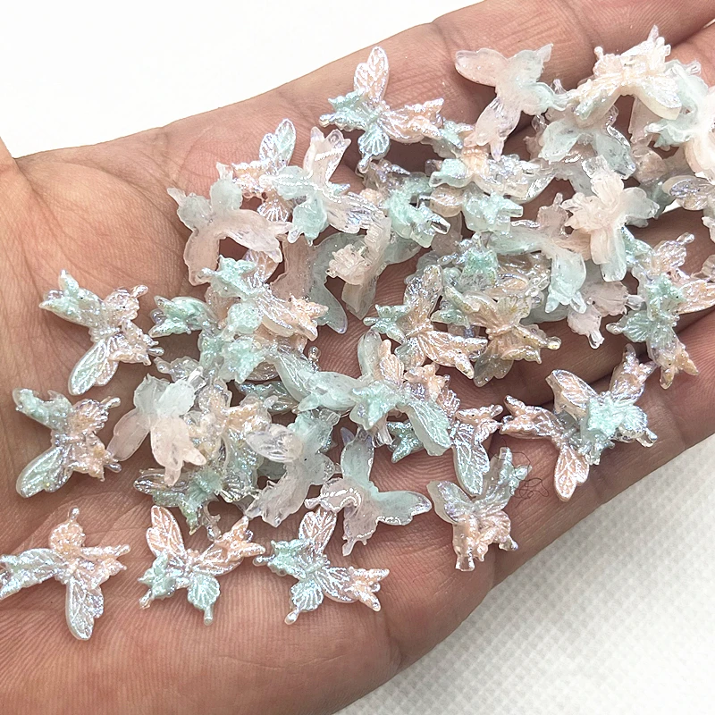 Set of 30 Glitter Resin Butterflies for Jewelry and Nail Art Crafts