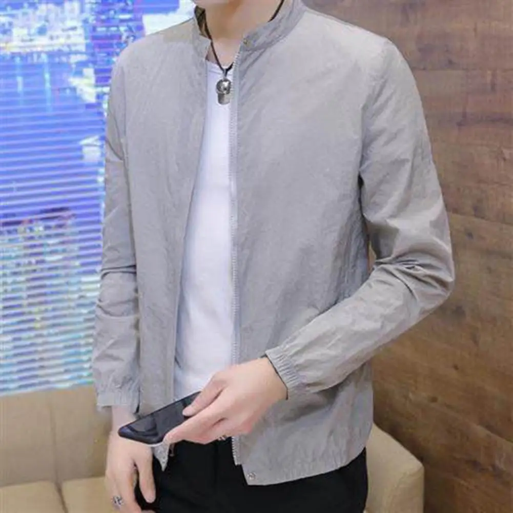 

Excellent Men Coat M-3XL Sun Protection Jacket Side Pocket Cardigan Jacket Spring Summer Outdoor Coat Anti-UV