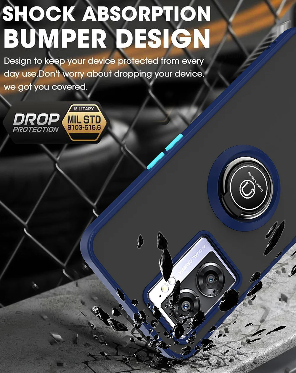 KEYSION Fashion Matte Case for OPPO A77 5G Transparent Shockproof Ring Stand Phone Back Cover for Realme Q5i V23 5G Narz_voghion.com