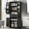 Bathroom Storage Cabinet with Doors and Drawer, Multiple Storage Space, Adjustable Shelf, Black 1