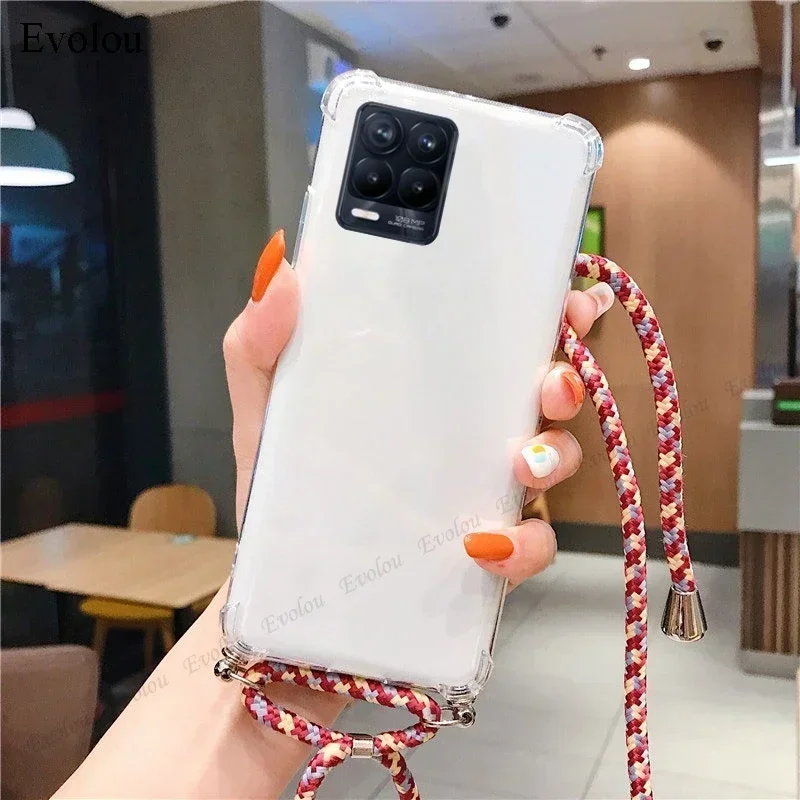 Transparent Shockproof Silicone Crossbody Lanyard Case