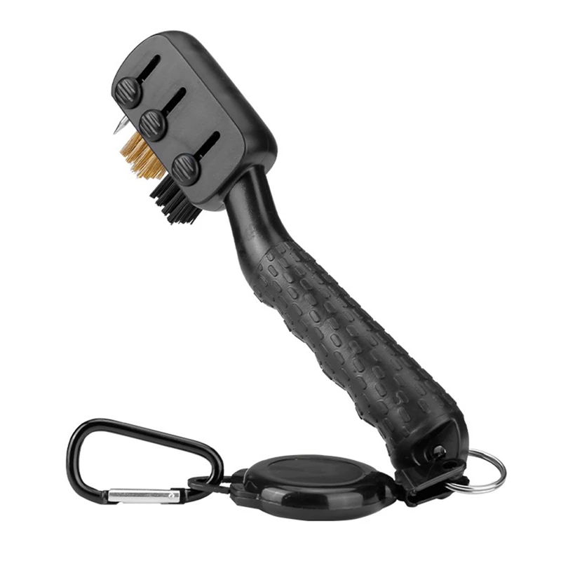 

1 Piece Golf Club Brush Gutter Cleaner Comfort Grip, Retractable Zipper Carabiner Golf Gutter Cleaner