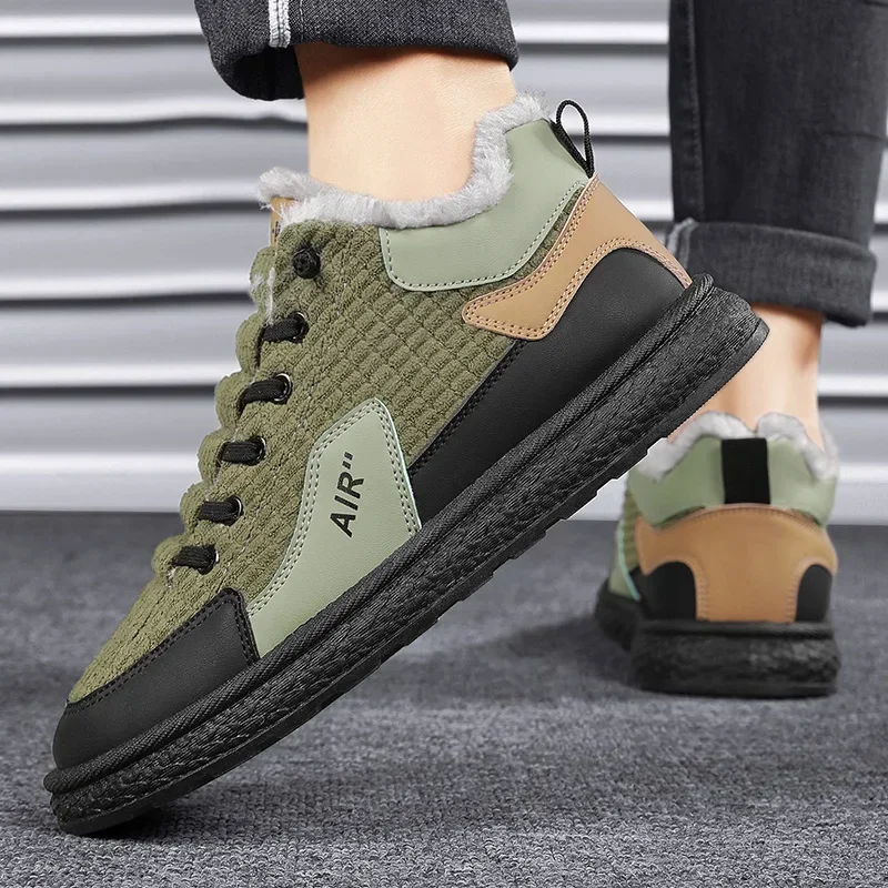 

New Winter Men'sShoes Fur Warm Casual Sneakers Male Fashion Vulcanized Shoes Size39-44 Anti Slip Wear-Resistant SportsShoes