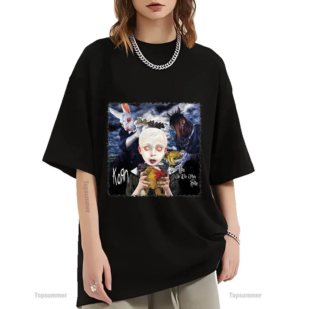 Футболка с изображением альбома с надписью «See You» с другой стороны, футболка Korn Tour, мужские стильные футболки из 100 хлопка, женская одежда с графическим принтом