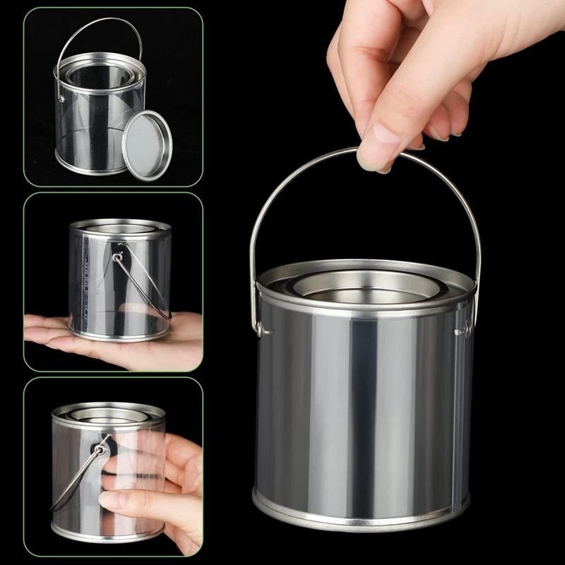 12Pcs Transparent Empty Paint Cans,Cylinder Paint Bucket