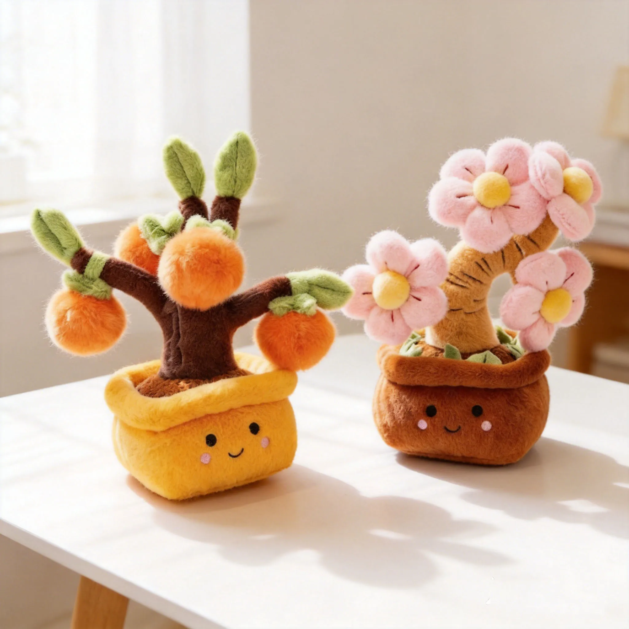 25cm 귀여운 화분에 담긴 봉제인형 부드러운 감 사과 행운나무 인형 장식 베개 장식품 어린이 남아 여아 생일 선물