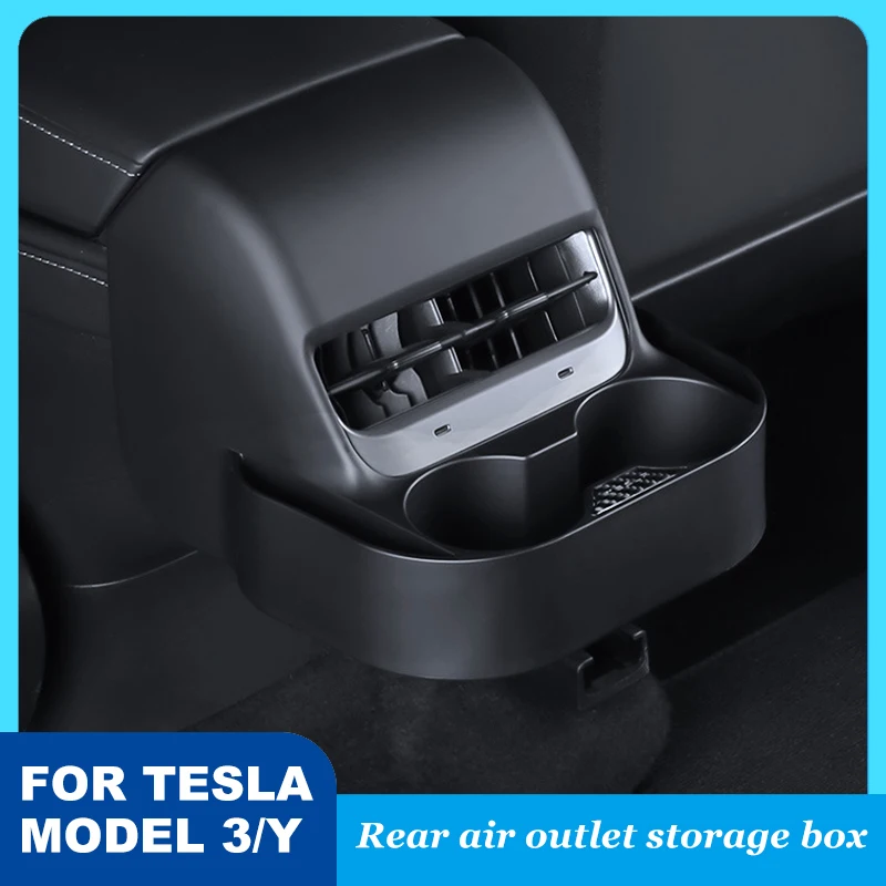 

For Tesla Model 3/Y Armrest Box Rear Air Outlet Organizer Storage Box Cup Phone Holder Modification Interior Accessories 2023