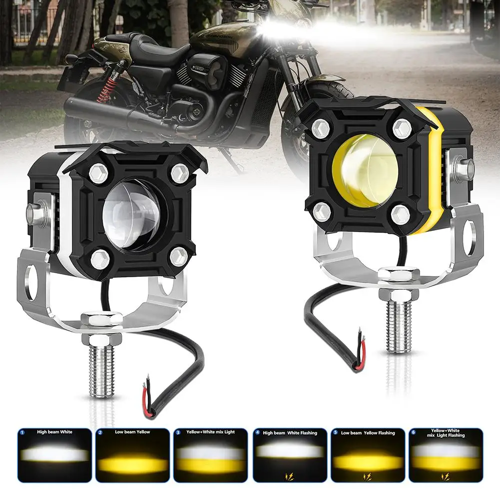 

S12 Motorcycle LED Headlight ZES-3575 LED Chips 60W 6000LM 6000K/3000K IP68 Waterproof DRL Spotlights