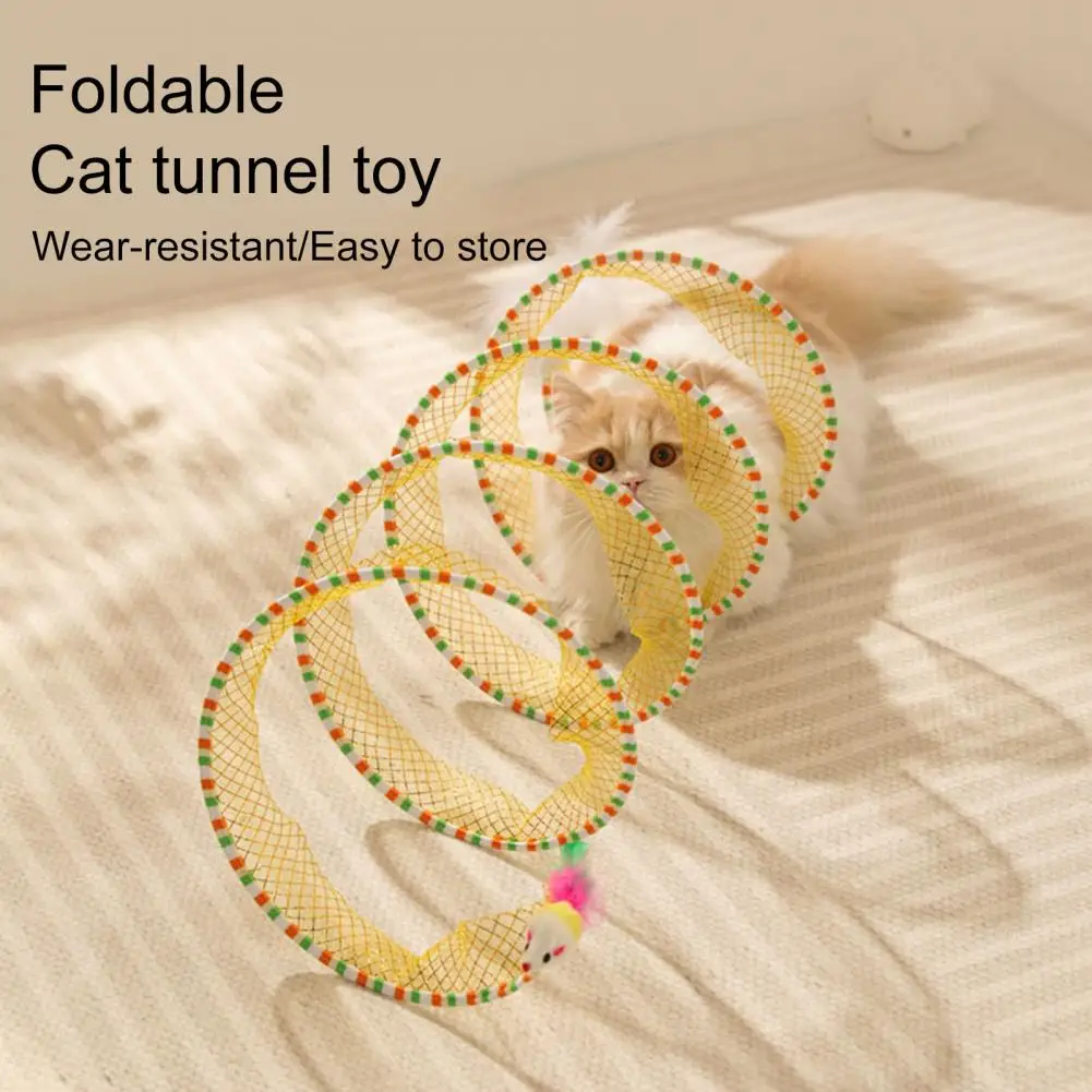 

Foldable Cat Tunnel Toy Creative S-Shaped Mouse Feather Pet Channel Elastic Kitten Tunnel Pet Supplies juguetes para gatos
