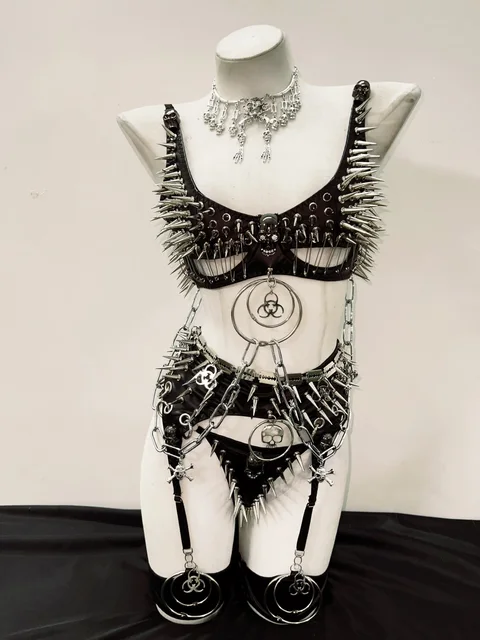 Spikey Lingerie 3 Piece Set 2