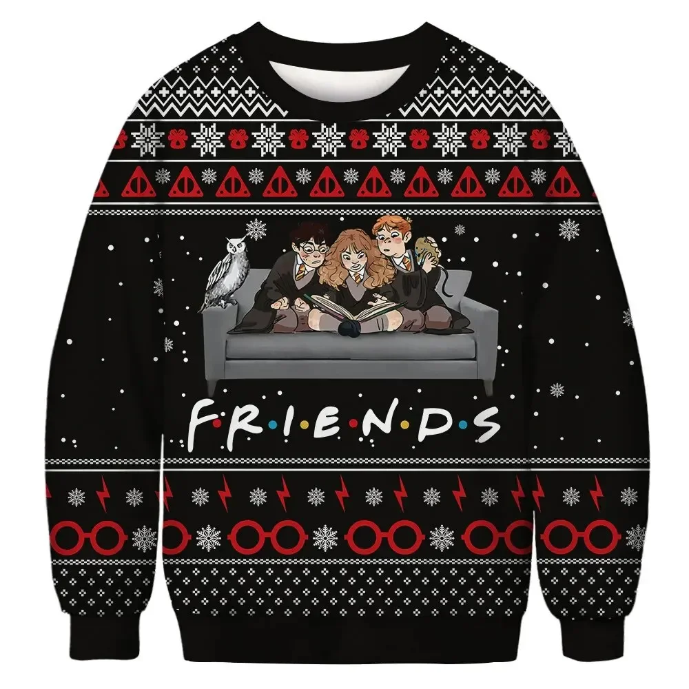 thumbnail image 1 of Nueva sudadera especial de Navidad de moda con estampado 3D de personajes de dibujos animados de películas y cuello redondo neutro para parejas, 1 of 5