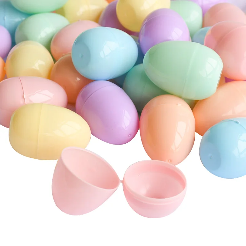 12/24Pcs Fillable Easter Eggs Candy Gift Packing Box Kids Hunt Game Props Surprise Plastic Empty Egg Easter Party Home DIY Decor