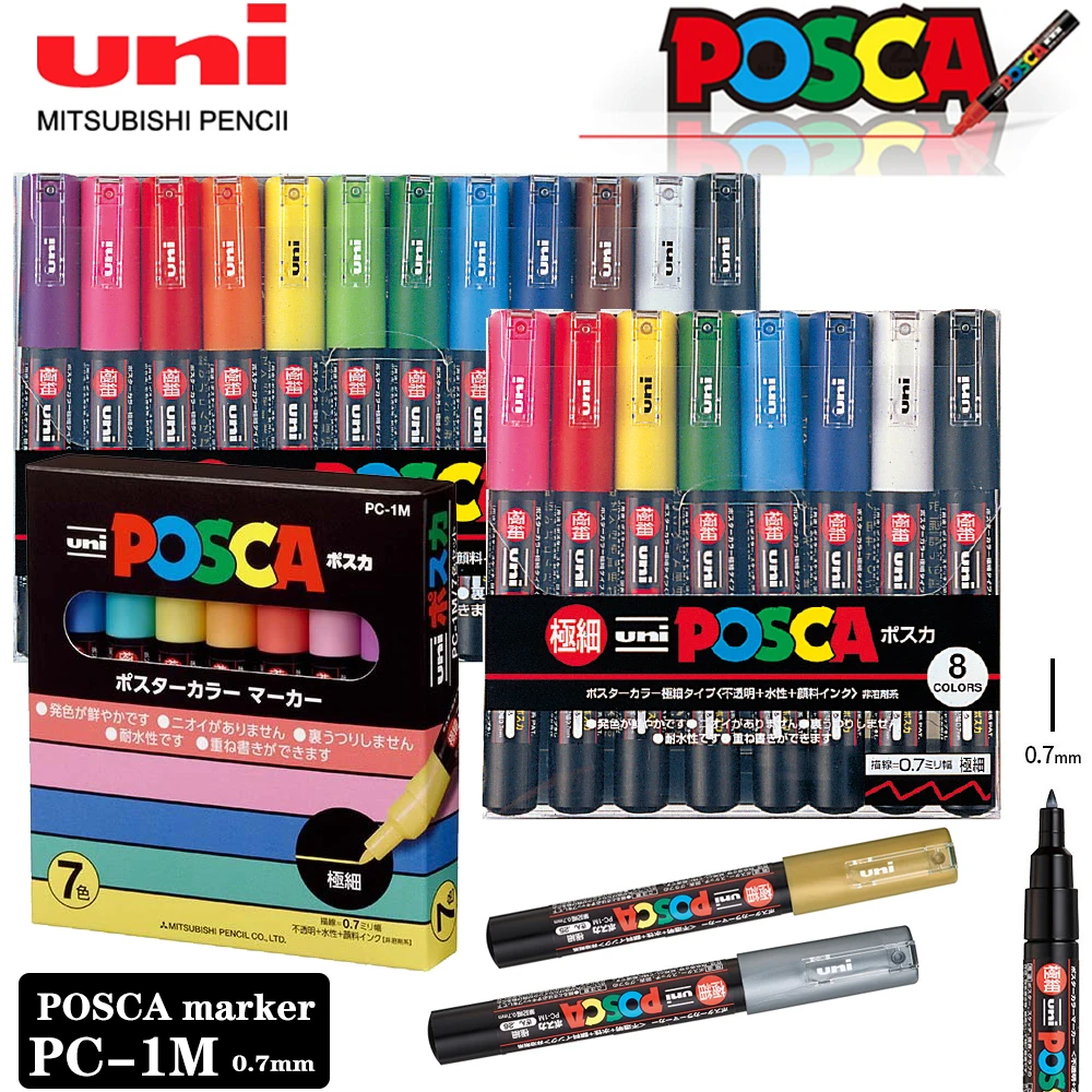 Uni Posca Markers PC-17K Acrylic Paint Pens Plumones Marcadores 15MM  Writing Line Waterborne Advertising Graffiti Art Supplies