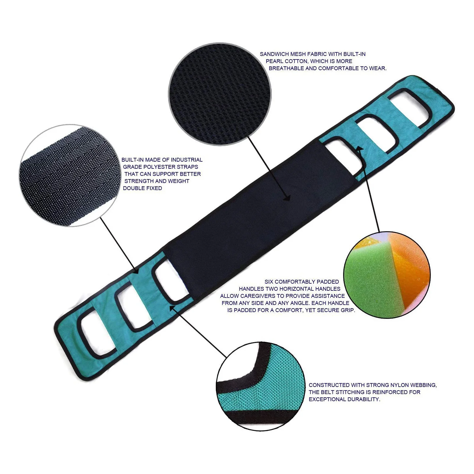 Bed Transfer Nursing Sling Accessory Multi Purpose Elderly Safety Lifting Aids with Padded Handle Bed Transfer Nursing Sling