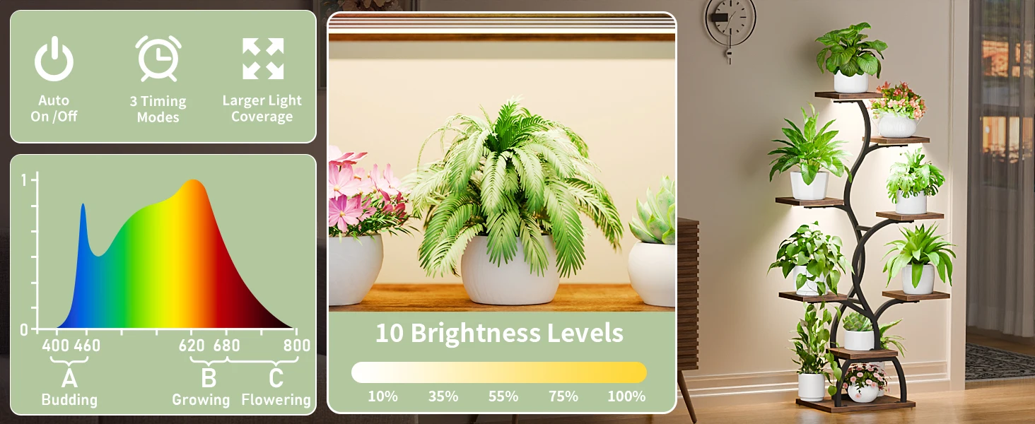indoor plant stand shelf grow light flower holder rack 