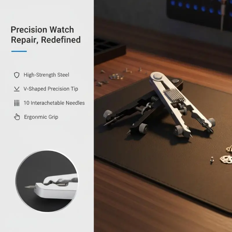 Durable Portable Watch Repair Hand Tool with Replaceable Tips