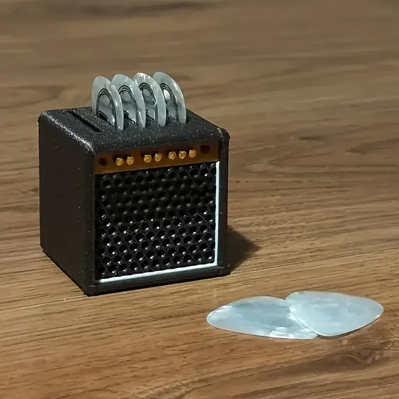 3D Printed Music Guitar Bass pick Storage Box Modern Art Simulated speakers Modeling Space-saving Desktop Ornament Friend Gifts