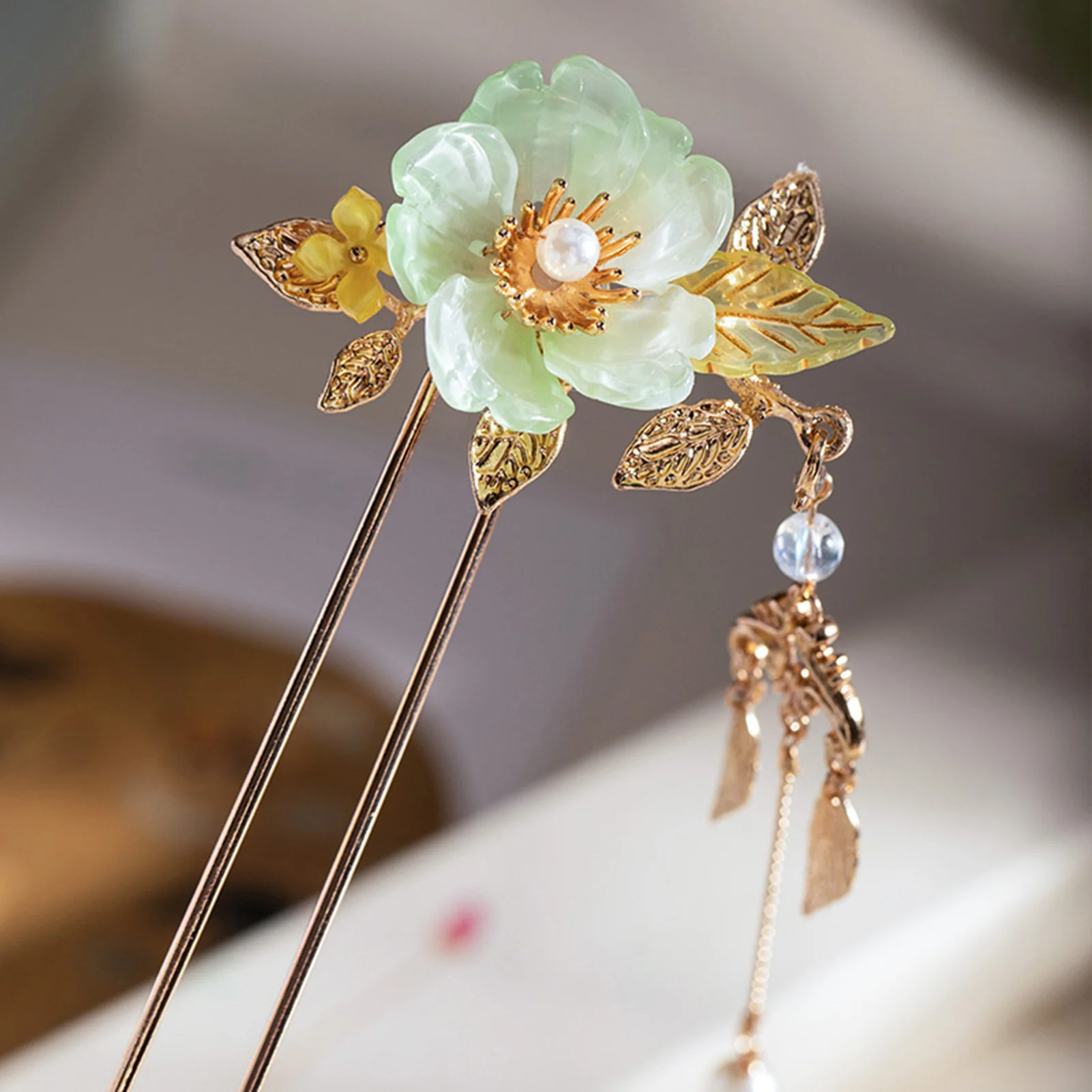Hair Accessories 14k Gold Plated Copper Vintage Handcrafted Floral Pearl Lilies Art Nouveau Copper Lily Earrings | John S. Brana main image 2