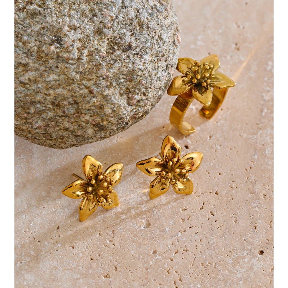 Yhpup Jewelry Earrings Waterproof Casting Stainless Steel Golden