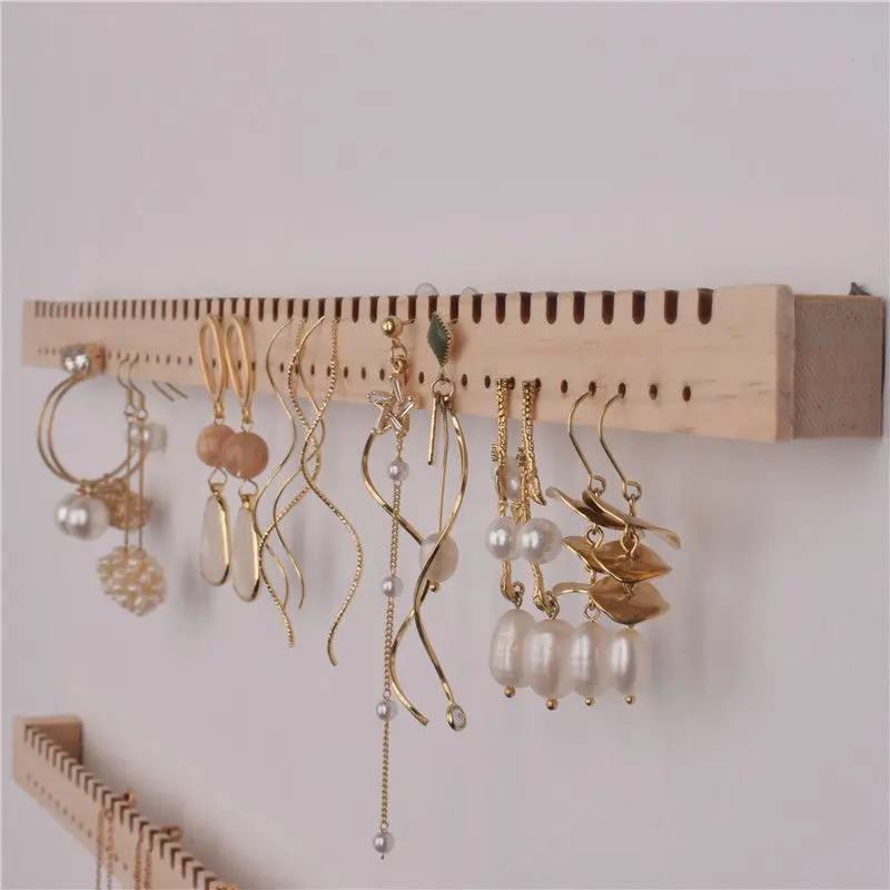 Portagioie da parete in legno collana espositore da appendere anello per orecchini Hook Up Organizer portaoggetti Retail Shop Show
