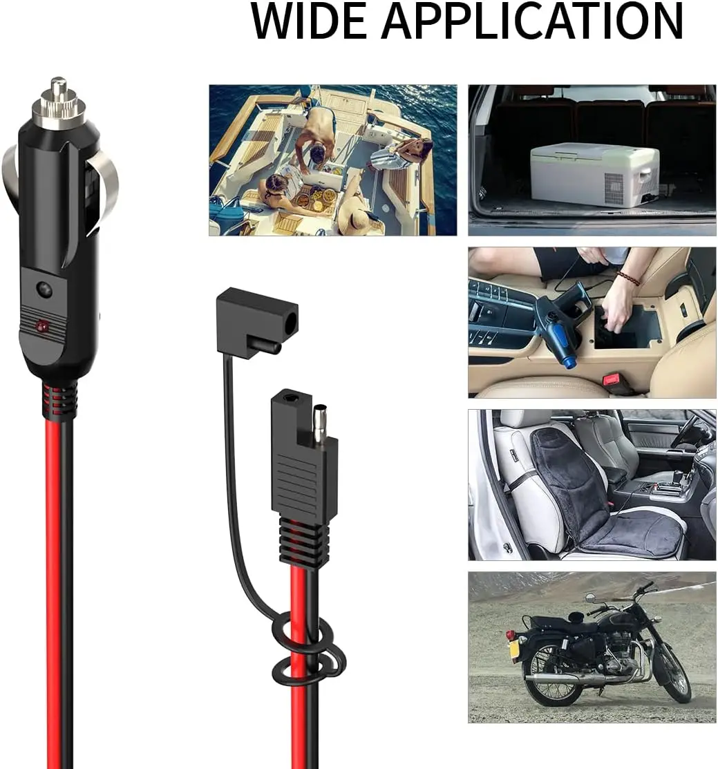 14AWG SAE-차량용 시거잭 12V 시거잭(수) - SAE 커넥터 연장 케이블 (SAE 극성 반전 어댑터 포함)
