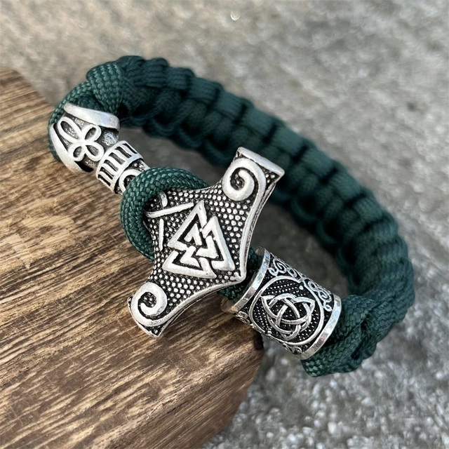 GuoShuang Nordic Viking rune Scandinavian 100% handmade paracord bracelet -  stainless steel with valknut gift bag¡