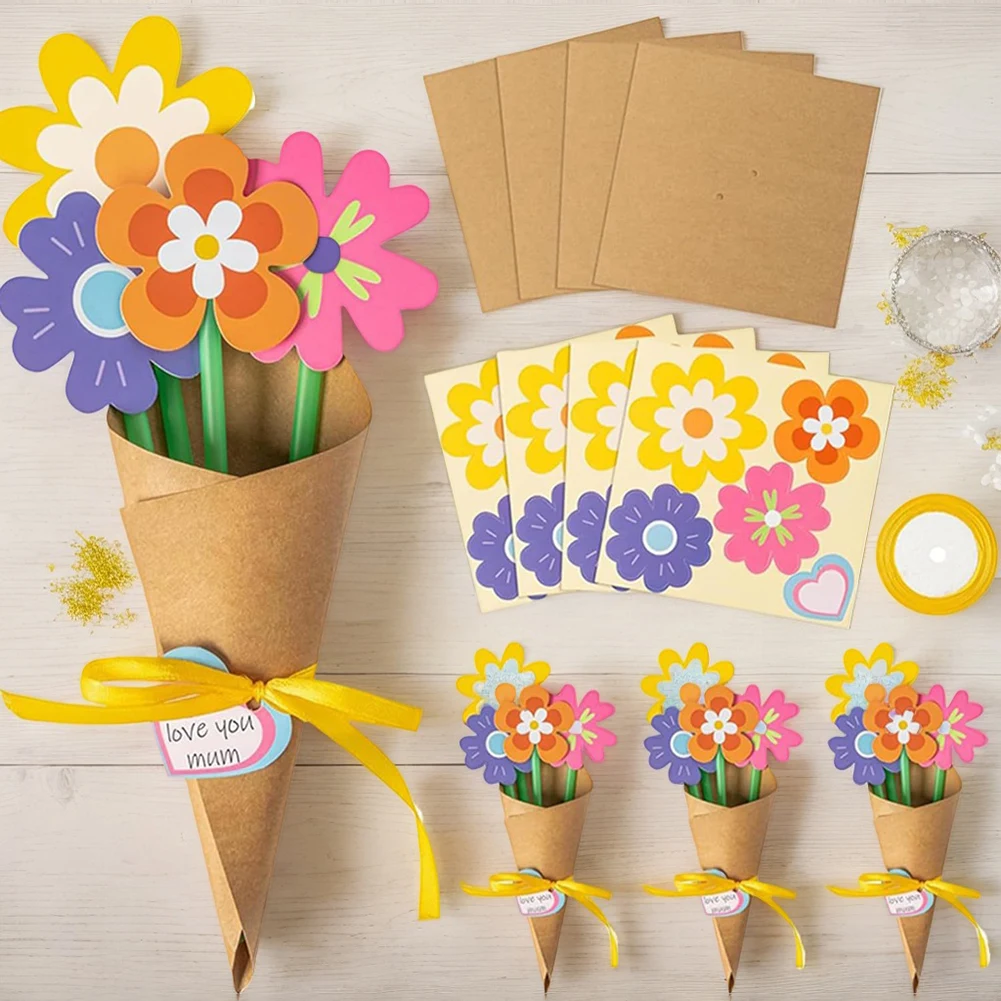 꽃다발 만들기 키트 DIY 꽃 종이 공예 키트 교실 및 가정에서 즐거운 활동을 위한 꽃다발 제작 키트