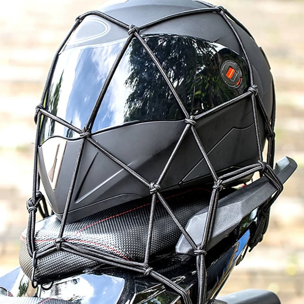

Motorcycle Rear Seat Net Motobike Luggage Nets 6 Hooks Elastic Fuel Tank Cargo Mesh Web Black Motorbike Accessory Bag Helmet Net
