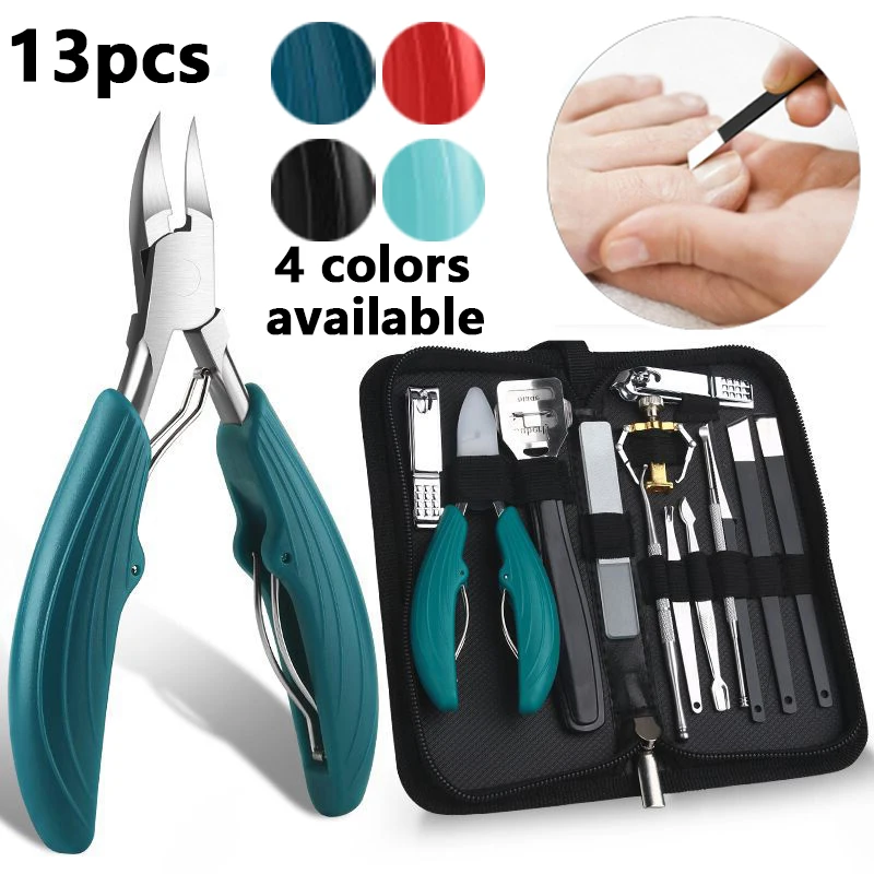 

13Pcs Toe Nail Clippers Nail Correction Thick Nails Ingrown Toenails Nippers Cutters Dead Skin Dirt Remover Pedicure Care Tool