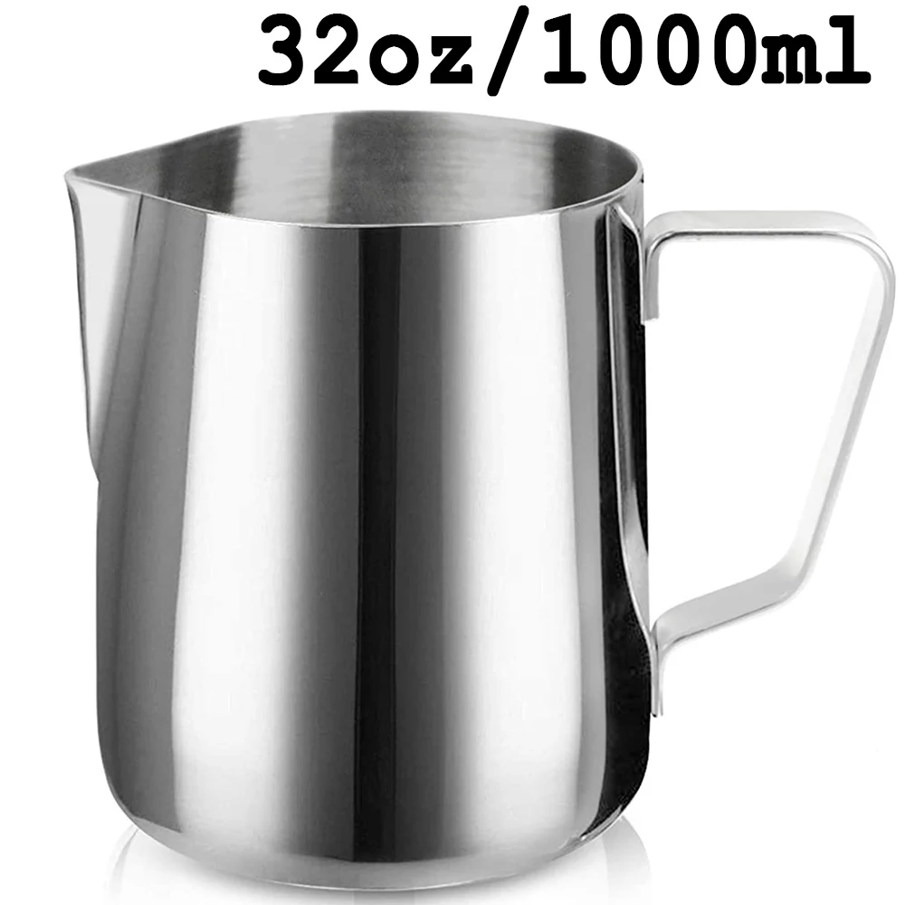 Milk Frothing Pitcher 32oz,Espresso Steaming Pitcher 32oz,Espresso Machine  Accessories,Milk Frother Cup 32oz,Milk Coffee Cappuccino Latte Art,Stainless  Steel Jug - Kitchen Parts America