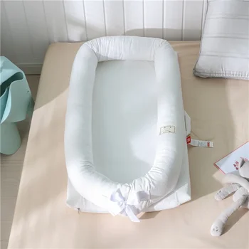 50*90 cm Letto da viaggio bianco Nido per bambini portatile Letto neonato traspirante per ragazzi Ragazze Culla morbida in cotone Paraurti letto pieghevole traspirante