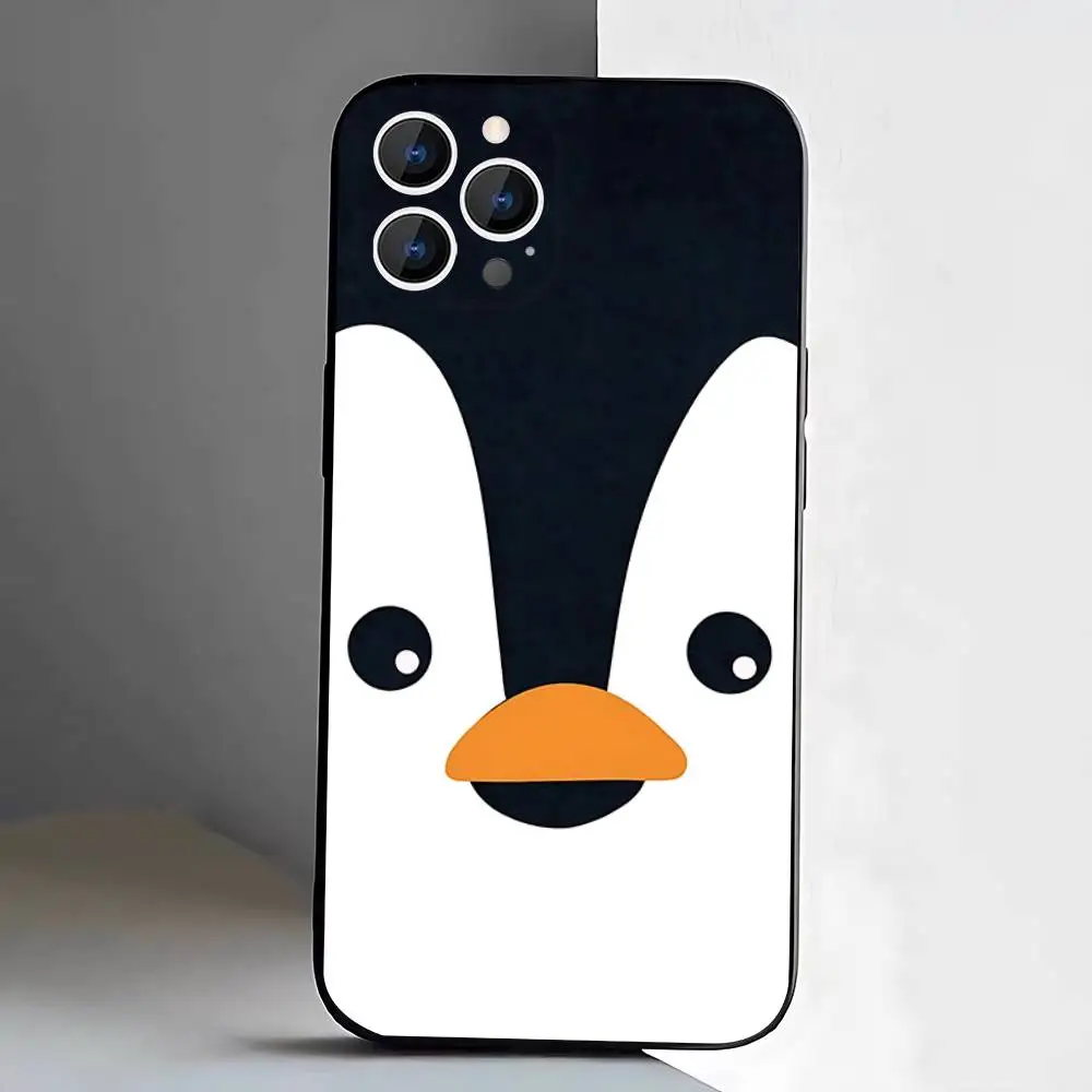 Adorable Penguin Kawaii Cartoon Black Soft Phone Case Cover