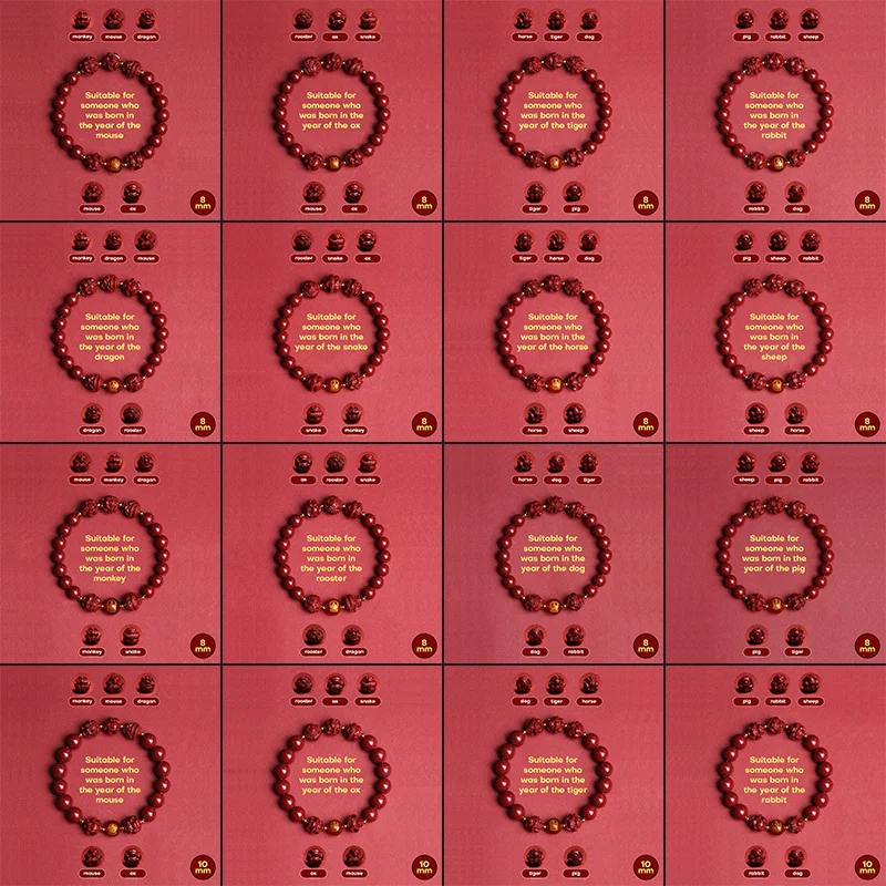 Birth Year Cinnabar Bracelet Zodiac Buddha Solution For Taisui Lucky Bracelet Animal Year Lucky Fengshui Pixiu Charm Bracelets