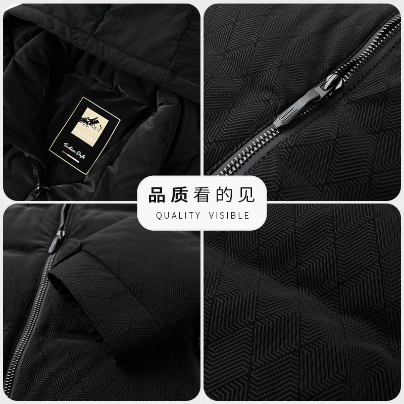 YX-5803 Extreme Cold Warm Down Jacket Men's Thick Winter White Duck Down Collar Jacket New Cold Proof Hat Detachable