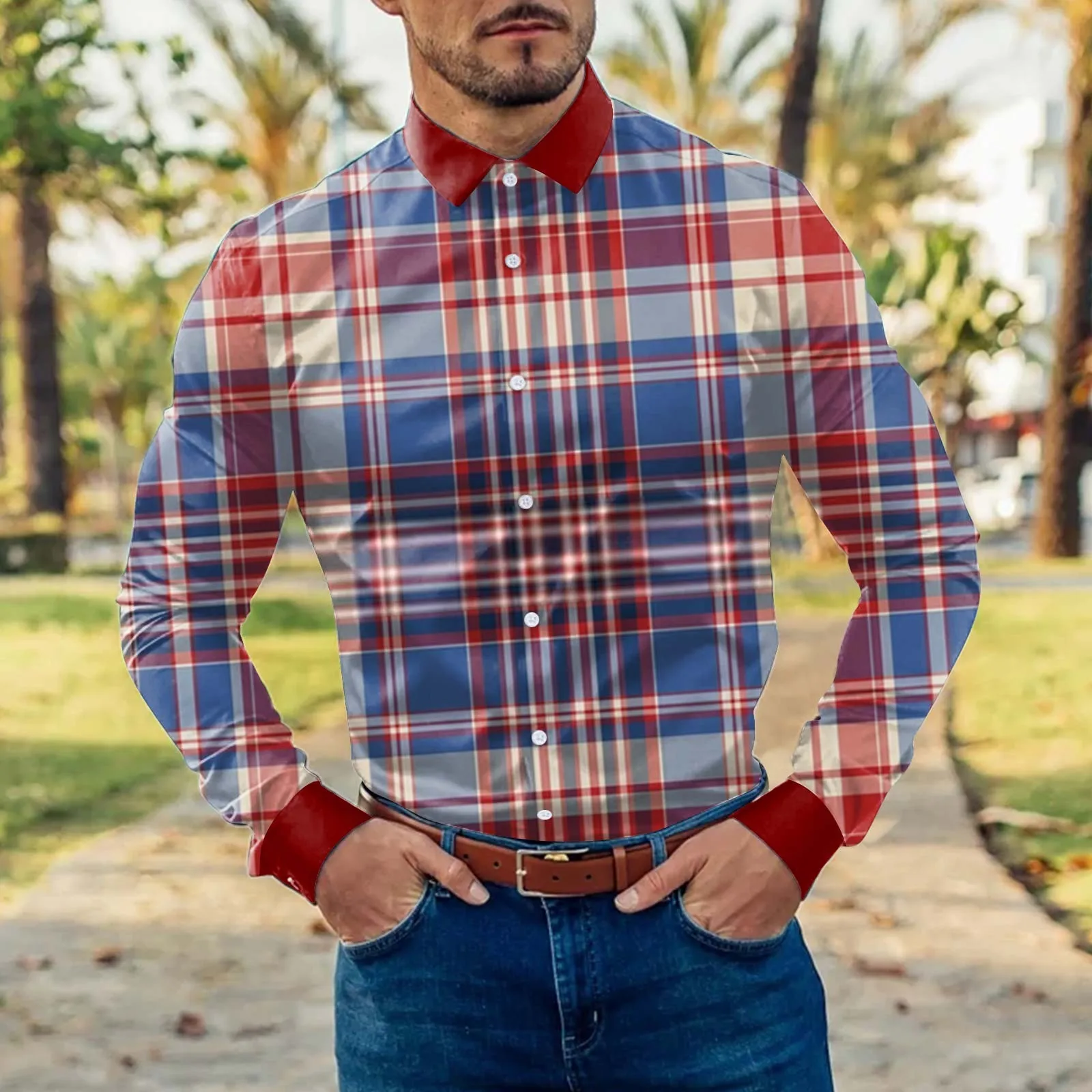 

Mens Fashion Casual Plaid Print Men Long Sleeve Pack Casual Cotton Tops Men Athletic Set Thermal Tees Men Mens Duds Long Sleeve