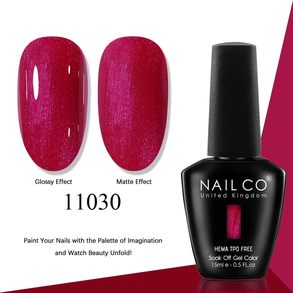 NAILCO Gel Nail Polish Pink Collection - 15ml Glitter & Nude UV LED Gel Varnish Set