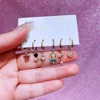 MIGGA 6pcs Mix Design Anime Cartoon Dangle Earrings Set Gold Color Cubic Zircon Women Girls Gift Jewelry 3