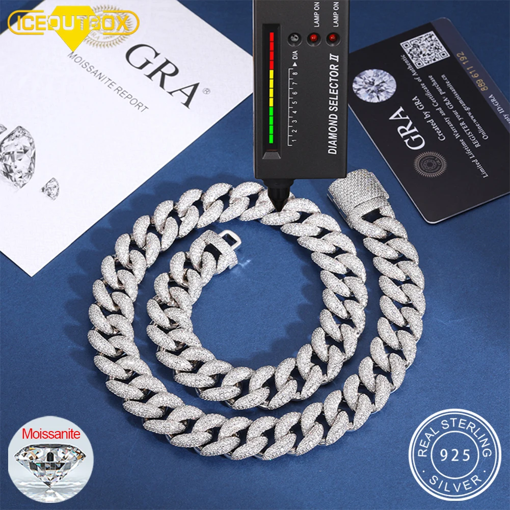 D VVS Moissanite Bubble Cuban Hip Hop Chain Necklace For Men