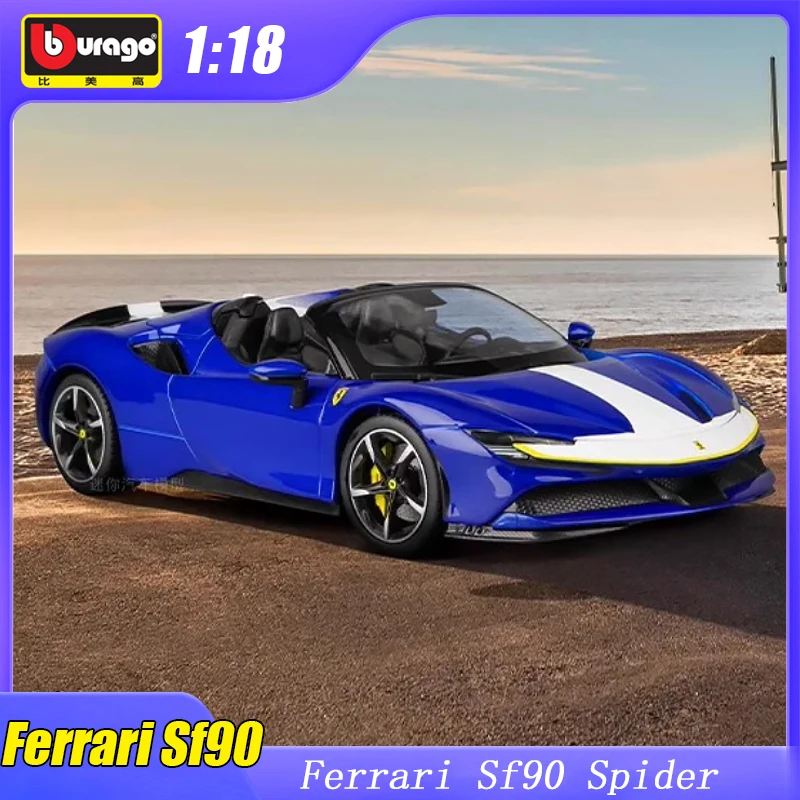 

1:18 Ferrari Sf90 Spider Assetto Fiorano Car Diecast Model Bburago Hardback Version Collection Ornaments Gift Alloy Luxury Toys