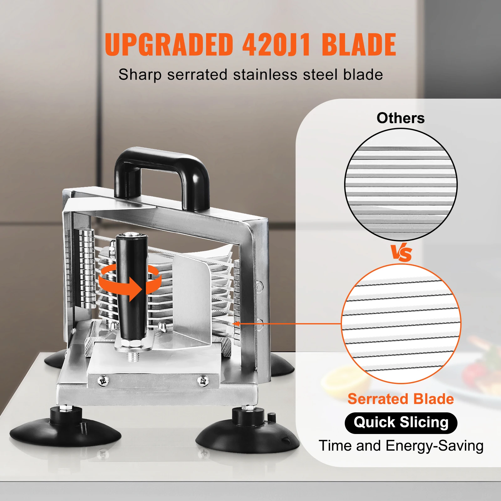 SucceBuy Tomato Slicer 3/16 inch Tomato Cutter Slicer Stainless Steel Heavy Duty Tomato Slicer Machine, Manual Tomato Slicer 4